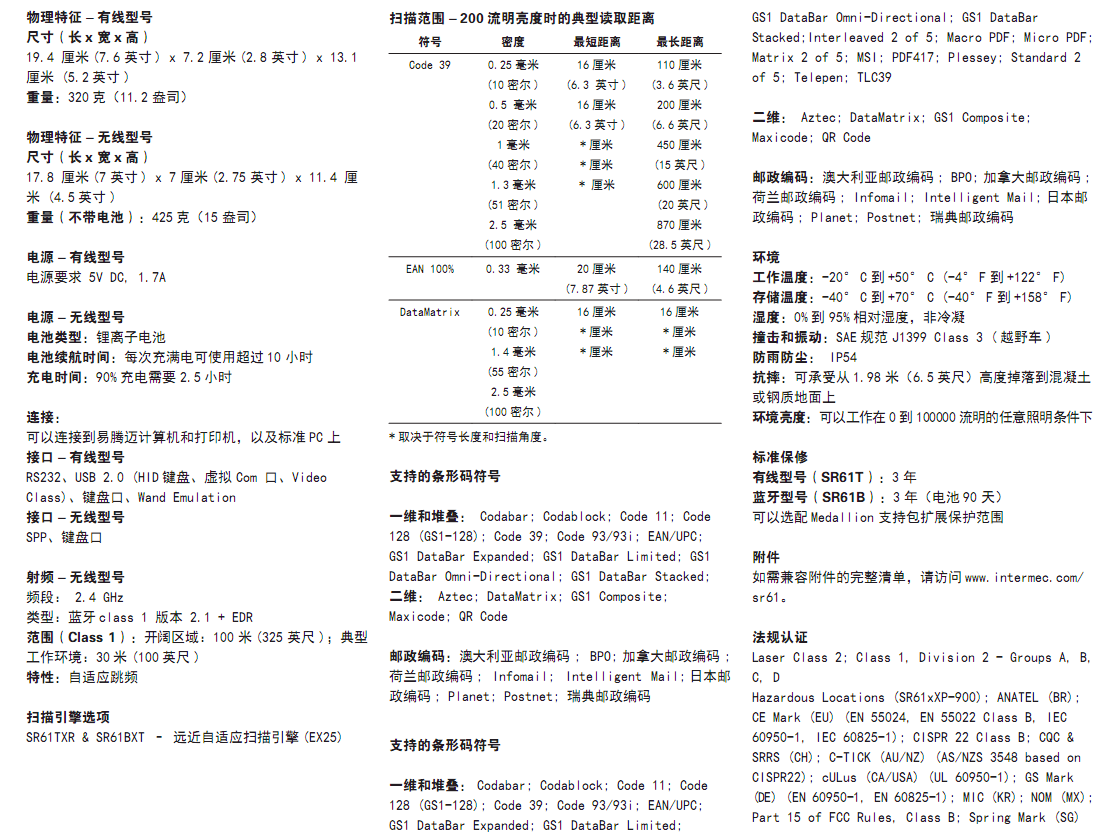 易腾迈Intermec SR61XR防爆扫描枪
